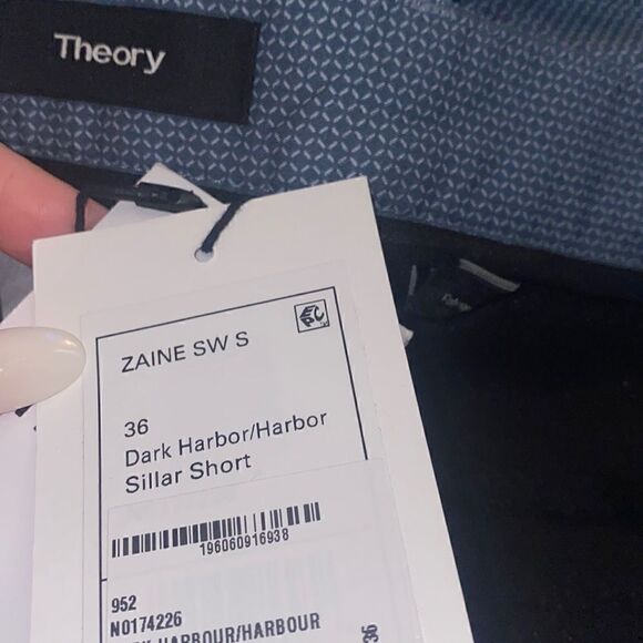 Theory NWT Zaine Sillar Short Dark Harbor Blue Size 36 - Picture 9 of 11